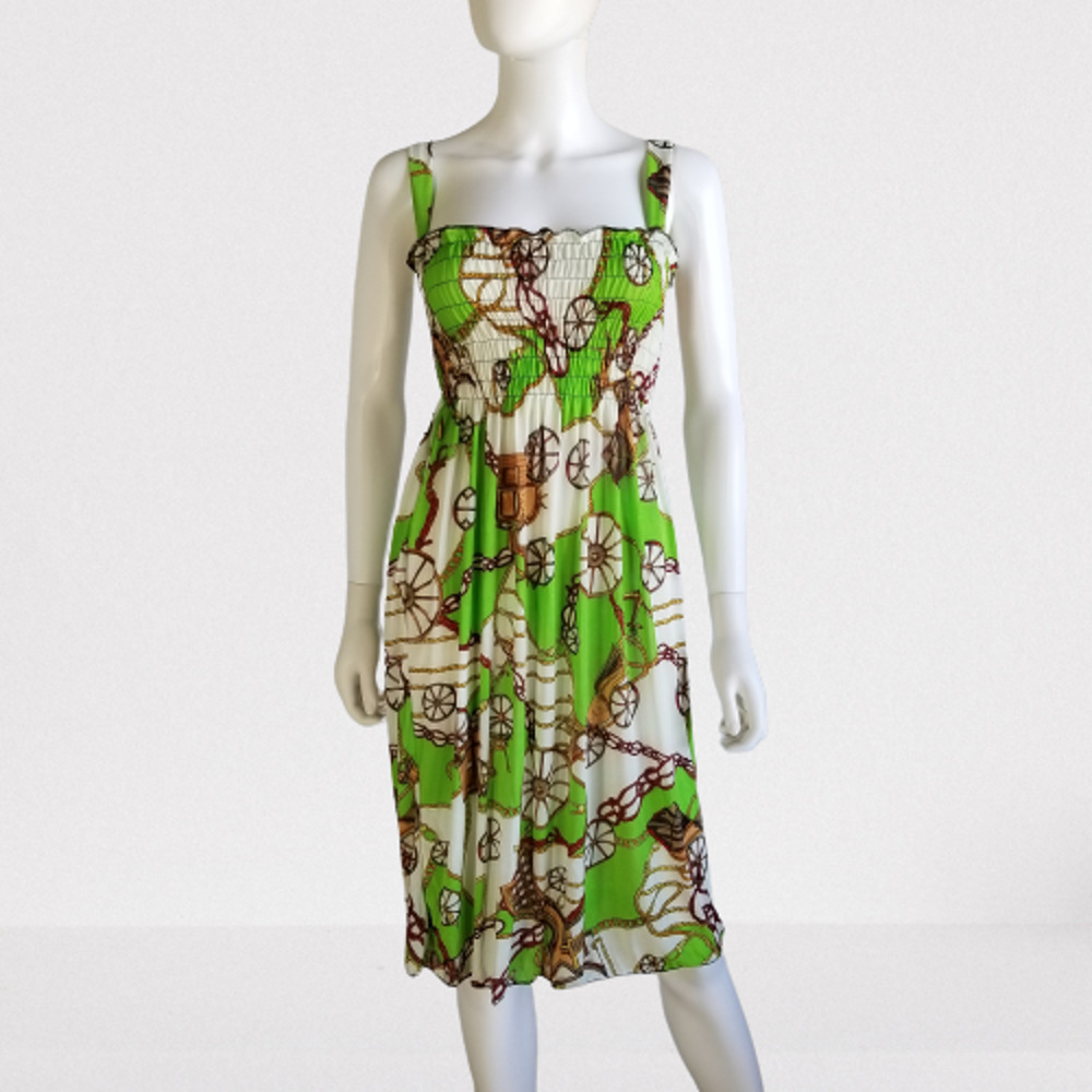 Romantic Sini Women's Green Knee-length Fit & Flare Sun Dress, Size: Large, New